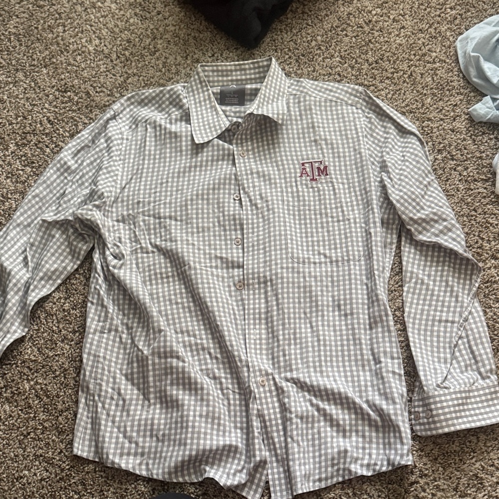 Men’s Gray Texas A&M Button-Up Shirt